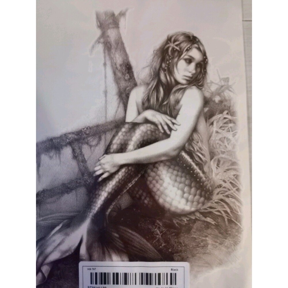 Mermaid Body Tattoo Transfer Black & Gray Body Art 7 1/2 X 5 1/4 NIP - Picture 1 of 3